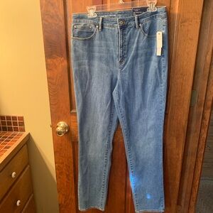 Talbots, NEW WITH TAGS, flawless high waist slim leg denim blue jeans. Size 12.